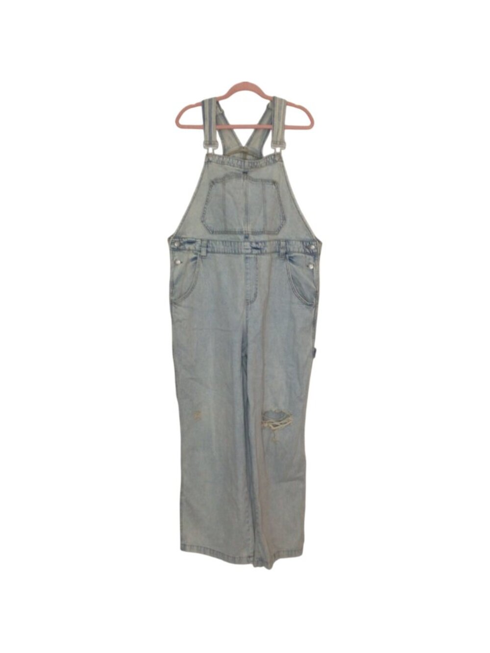 Wild Fable Light Wash Denim Overalls XXL Adjustable Straps Distressed Carpenter - Picture 11 of 11